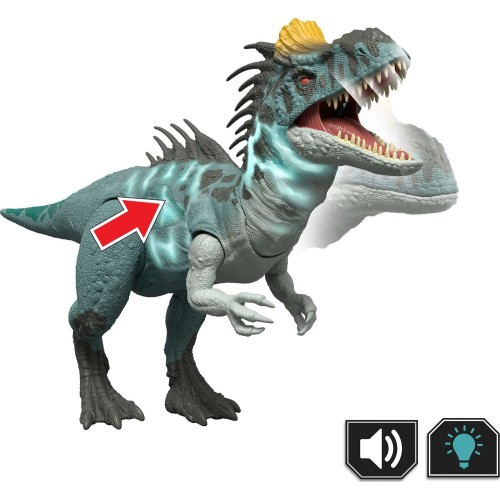 mattel jw - δεινοσαυροι με κινουμενα μελη, λειτουργια επίθεσης, ηχους and φως jurassic world wild roar cryolophos jw - δεινοσαυρ