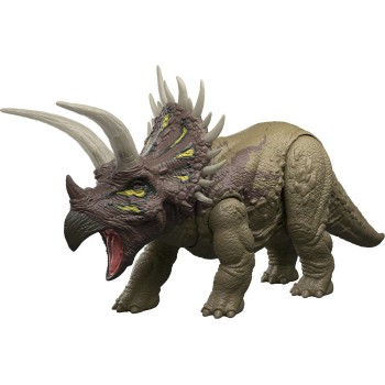 mattel jw - δεινοσαυροι με κινουμενα μελη, λειτουργια επίθεσης, ηχους and φως jurassic world wild roar triceratop jw - δεινοσαυρ