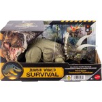 mattel jw - δεινοσαυροι με κινουμενα μελη, λειτουργια επίθεσης, ηχους and φως jurassic world wild roar triceratop jw - δεινοσαυρ