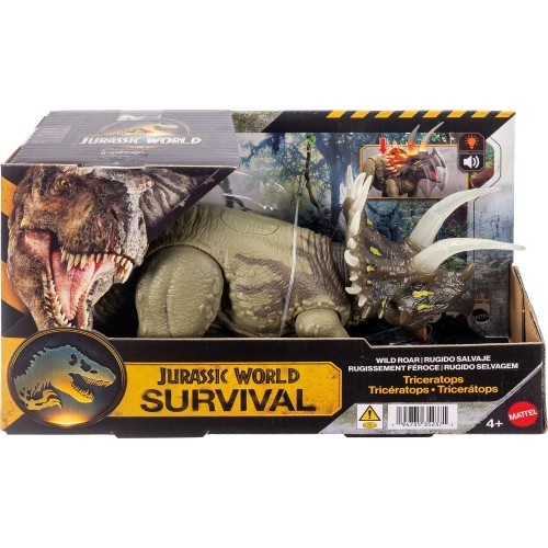 Mattel Jurassic World Wild Roar Triceratops Dinosaur Action Figure Toy, Sounds & Attack & Lights JGB87 / JKL81 194735352371