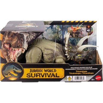 Mattel Jurassic World Wild Roar Triceratops Dinosaur Action Figure Toy, Sounds & Attack & Lights JGB87 / JKL81 194735352371