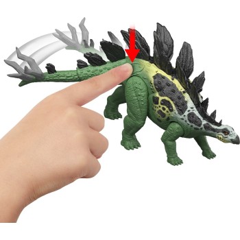 Mattel Jurassic World Gigantic Thrashers Stegosaurus Dinosaur Action Figure Toy, 2 Attacks & Evolve Feature JGB92 / JKL85 194735