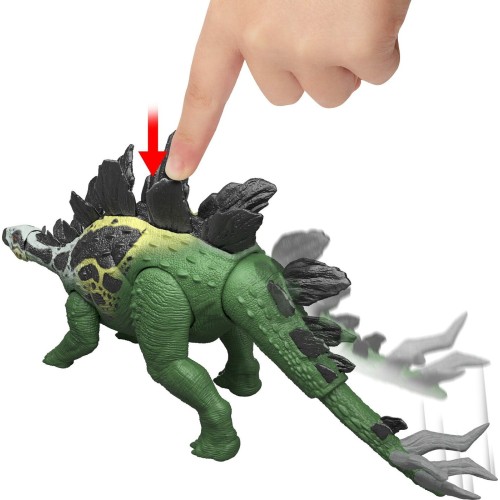 Mattel Jurassic World Gigantic Thrashers Stegosaurus Dinosaur Action Figure Toy, 2 Attacks & Evolve Feature JGB92 / JKL85 194735