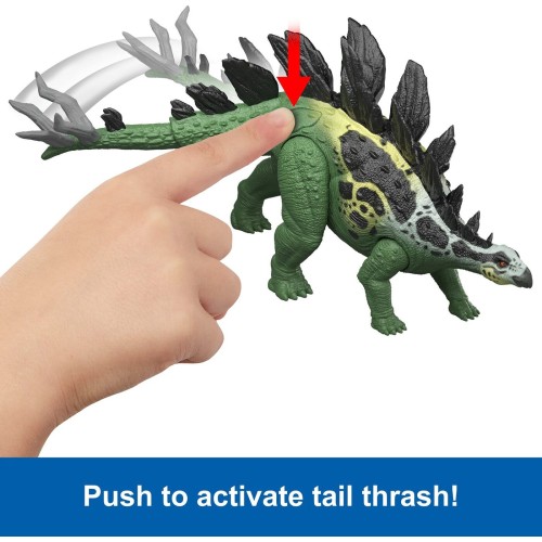 Mattel Jurassic World Gigantic Thrashers Stegosaurus Dinosaur Action Figure Toy, 2 Attacks & Evolve Feature JGB92 / JKL85 194735