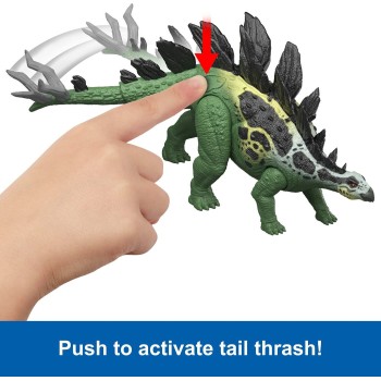 Mattel Jurassic World Gigantic Thrashers Stegosaurus Dinosaur Action Figure Toy, 2 Attacks & Evolve Feature JGB92 / JKL85 194735