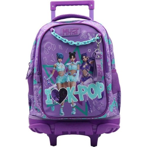 Diakakis imports School Trolley Bag Elementary Must Team K-pop Purple 3 Compartments 000587782 5205698837951