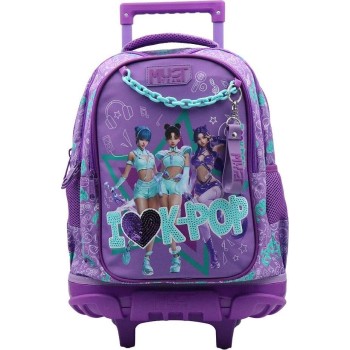 Diakakis imports School Trolley Bag Elementary Must Team K-pop Purple 3 Compartments 000587782 5205698837951