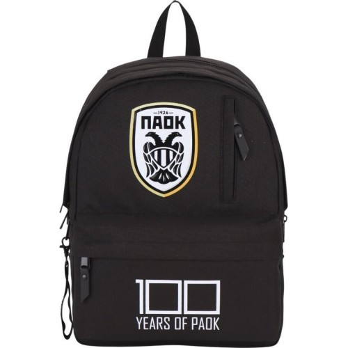 Diakakis imports Τσάντα Πλάτης Must Team Monochrome Classic 32χ19χ42 2 Κεντρικες Θηκες Μαυρh ΜΕ Γκρι Paok 100 000130257 52056988