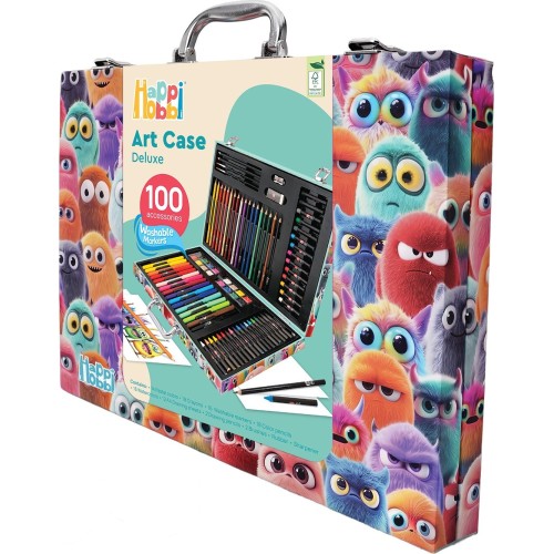 As company Happihobbi Κασετίνα Ζωγραφικής Deluxe 100 Αξεσουάρ Τερατάκια Για 3+ Ετών 1038-82062 5203068820626