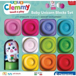 Clementoni Clemmy set of 10 Soft Bricks and Unicorn Figure for 3+ Years 1033-17630 8005125176304