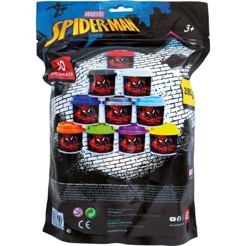 As company as πλαστελίνη spiderman σακουλάκι με 10 βαζάκια και καπάκια καλουπάκια 280gr για 3+ χρονών 1045-03625 5203068036256