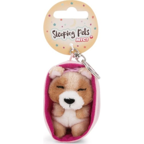 Plush Keychain Sleeping Pets 8cm Yorkshire Dog in Basket - Nici NIC63160 4012390631678