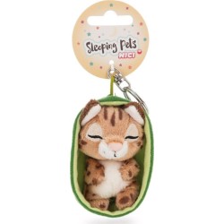 Plush Keychain Sleeping Pets 8cm Caracal in Basket - Nici NIC63160 4012390631647
