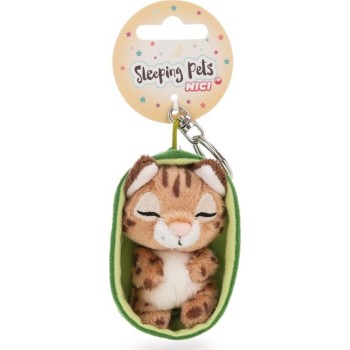 Plush Keychain Sleeping Pets 8cm Caracal in Basket - Nici NIC63160 4012390631647