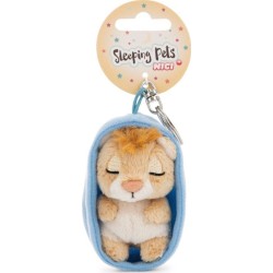 Plush Keychain Sleeping Pets 8cm Lion in Basket - Nici NIC63160 4012390631630