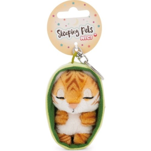 Sleeping Pets Plush Keychain 8cm Tiger in Basket - Nici NIC63160 4012390631623