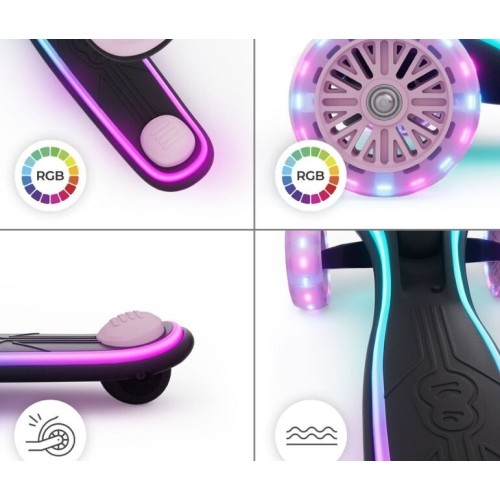 Kinderkraft παιδικό πατίνι led αναδιπλούμενο με κάθισμα raket up τρίτροχο ροζ KRRAUP00PNK0000 5902533930036