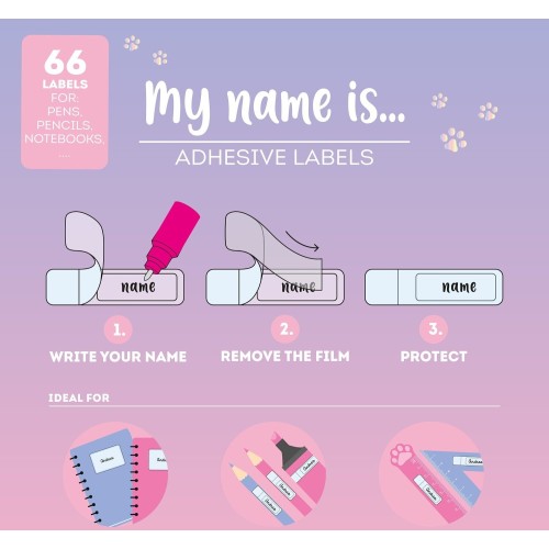Legami Adhesive Labels With Protective Film - My Name Is... - Kitty kitty STK0001 8052694120016