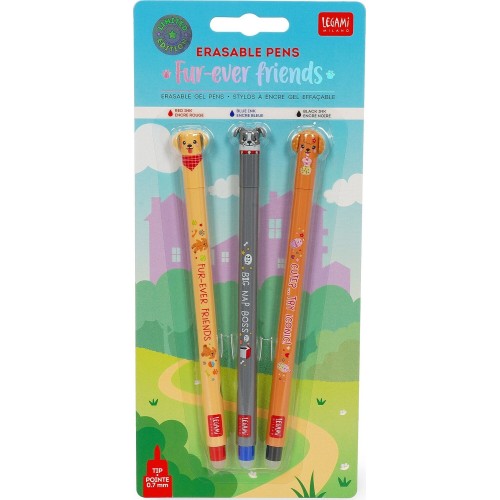 Legami Set of Three Erasable Pens - Erasable Pen - Fur-ever Friends fur ever frien EPSET0017 8052694123932