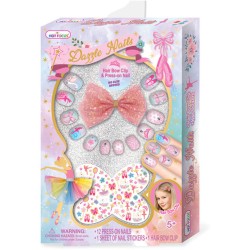 Hot Focus Dazzle Nails With Hair Bow Clip HF030BB 842817070766