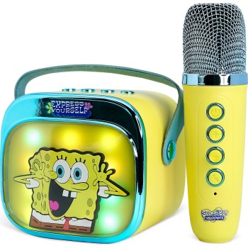 otl technologies otl Portable Speaker - Spongebob Squarepants Popsing Karaoke Speaker and Microphone, Yellow  5055371631396