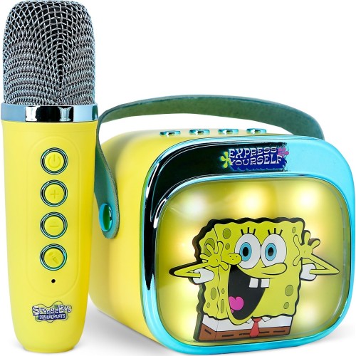 otl technologies φορητό ηχείο otl  - spongebob squarepants popsing karaoke speaker and microphone, κίτρινο  5055371631396