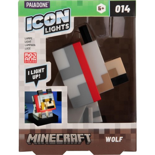 Paladone minecraft wolf icon light – 11cm light?up figure for bedroom, desk or gamin PP16019MCFID 5056577776324