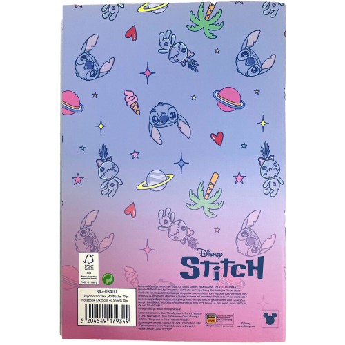 gim Notebook 17x25cm Stitch 2des.ass. 342-03400 5204549179349