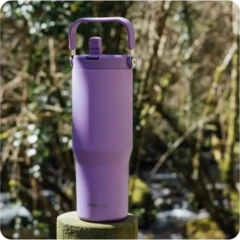 Quokka θερμός tumbler με καλαμάκι και λαβή core amethyst purple 860ml 40344 8412497403448