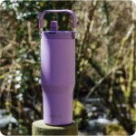 Quokka θερμός tumbler με καλαμάκι και λαβή core amethyst purple 860ml 40344 8412497403448