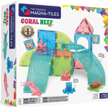 magna tiles Magna-tiles Coral Reef 25-piece Magnetic Construction Set, The Original Mag 262025CR 850025176811