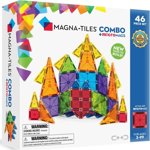 magna tiles Magna-tiles combo 46 τεμάχια – μαγνητικά πλακίδια stem κλασσικά & micromags 244046COM 850025176453