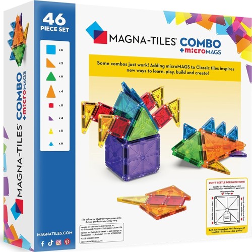 magna tiles Magna-tiles combo 46 τεμάχια – μαγνητικά πλακίδια stem κλασσικά & micromags 244046COM 850025176453