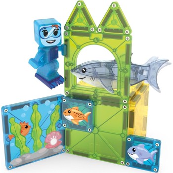 magna tiles Magna-tiles Shark Dive 13-piece Magnetic Construction Set, The Original Mag 262013SD 850025176798