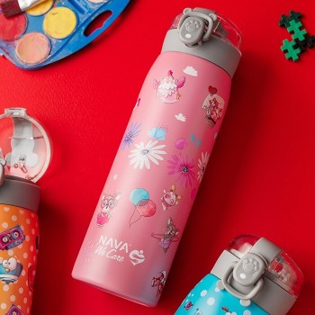 nava Θερμός Μπουκάλι Ανοξείδωτο "We Care", Pinky Girly 500ml 10-110-014 5205746014808