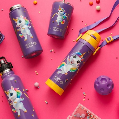 nava Pagouri Thermos Stainless Steel "We Care", Purple Unicorn 500ml 10-001-023 5205746014303