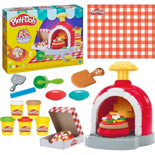 Hasbro Play-doh Stamp and Spin Pizza Playset, 8 Accessories and 5 Colours, Kids Pl G2921 5010996392633