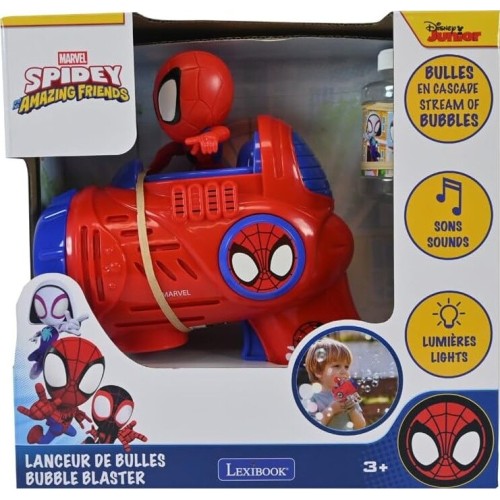 Spiderman Lexibook, Spidey Electronic Bubble Launcher, Prb30sp | 3D Figure, Light And 25.PRB30SP 3380743120379