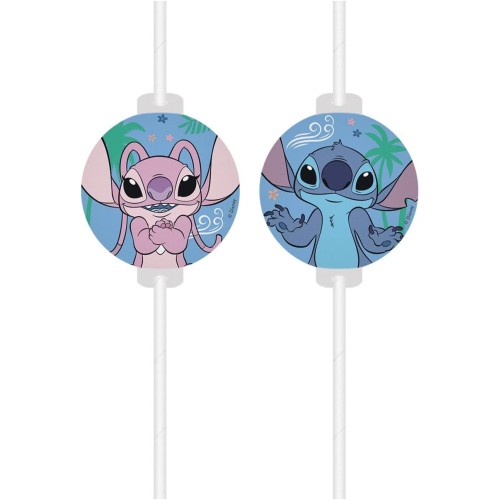 PROCOS Καλαμακια ροφηματος χαρτινα με φιγουρες stitch & angelfsc disney 4tμχ 096919 5201184969199