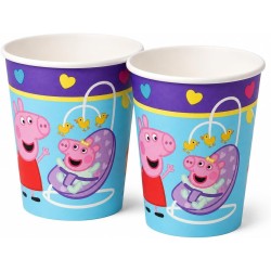 PROCOS Peppa Pig party cups 8 pieces - 200ml made of cardboard - children's birthday decoration - party cups - paper cups childr