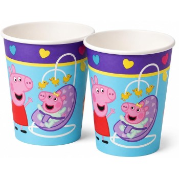 PROCOS Peppa Pig party cups 8 pieces - 200ml made of cardboard - children's birthday decoration - party cups - paper cups childr