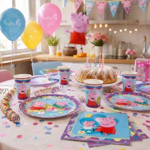 PROCOS Peppa Pig party cups 8 pieces - 200ml made of cardboard - children's birthday decoration - party cups - paper cups childr