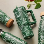 nava Θερμός Tumbler Ανοξείδωτο με Πλαστικό Καλαμάκι "We Care", Sketch Floral 900ml 10-016-204 5205746016680