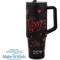 nava Θερμός Tumbler Ανοξείδωτο με Πλαστικό Καλαμάκι "We Care", Love 900ml 10-016-245 5205746016741