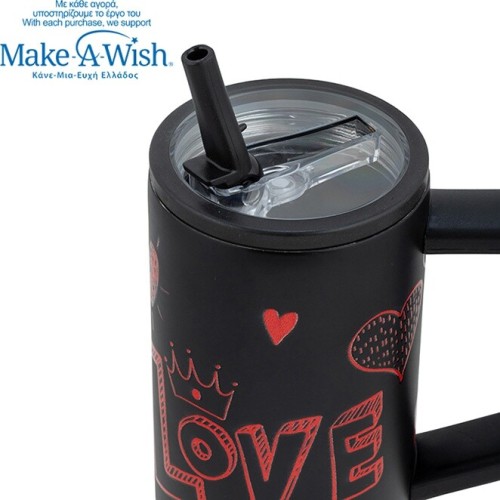 nava Θερμός Tumbler Ανοξείδωτο με Πλαστικό Καλαμάκι "We Care", Love 900ml 10-016-245 5205746016741