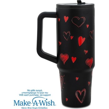 nava Θερμός Tumbler Ανοξείδωτο με Πλαστικό Καλαμάκι "We Care", Love 900ml 10-016-245 5205746016741