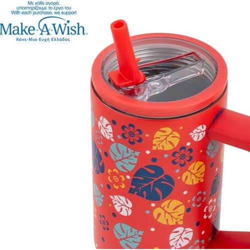 nava Thermo Tumbler Stainless Steel With Plastic Straw "We Care", Aloha 900ml 10-016-164 5205746016567