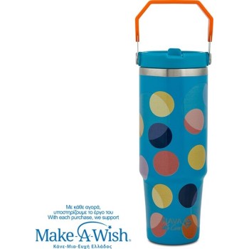 nava Θερμός Tumbler Ανοξείδωτο με Καλαμάκι "We Care", Color Dots 900ml 10-016-264 5205746016260