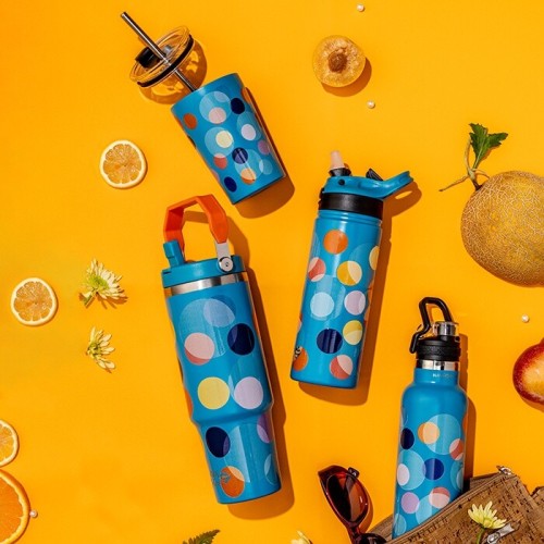 nava Θερμός Tumbler Ανοξείδωτο με Καλαμάκι "We Care", Color Dots 900ml 10-016-264 5205746016260