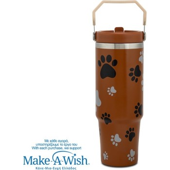 nava Thermo Tumbler Stainless Steel With Straw "We Care", Paw Prints 900ml 10-016-224 5205746016208